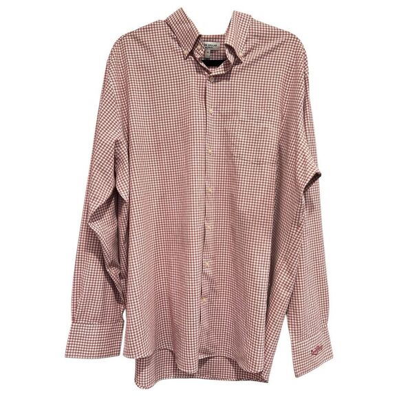 Peter Millar Men's Golf Red plaid Long Sleeve‎ Button Down Shirt Quail Ridge XL